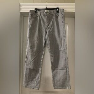 LOFT Women's Navy and White Striped Pants Size 12